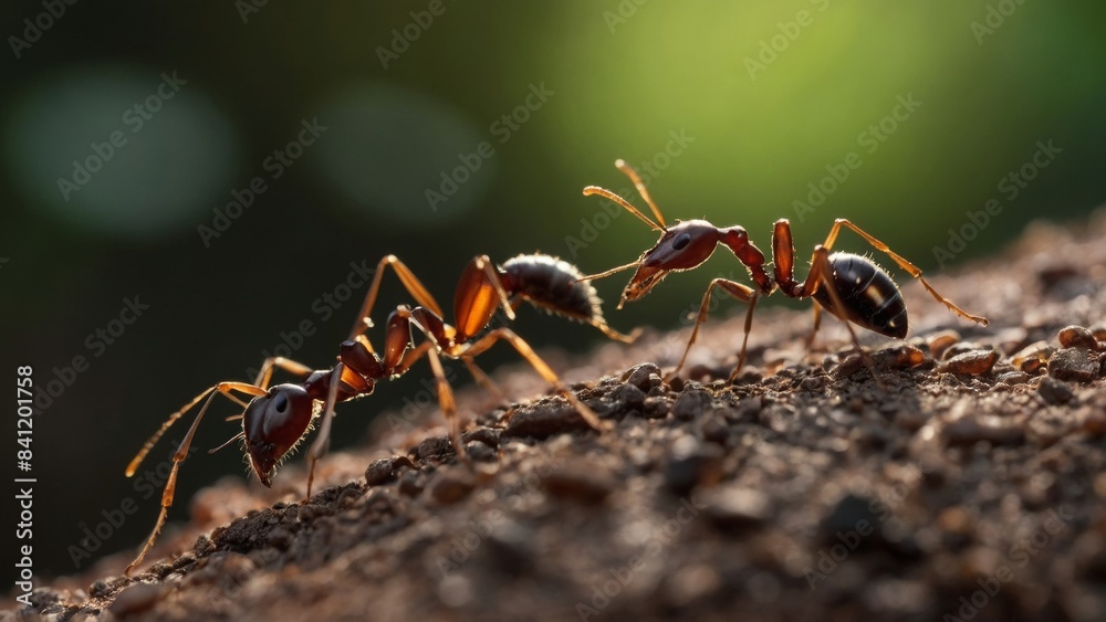 Wall mural Fire Ants Working Together to Build Their Resilient Mound