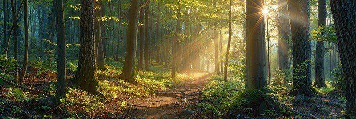 Forest Trail with Sunlight