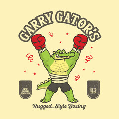 Gator Boxing Vintage And Retro Mascot Illustration