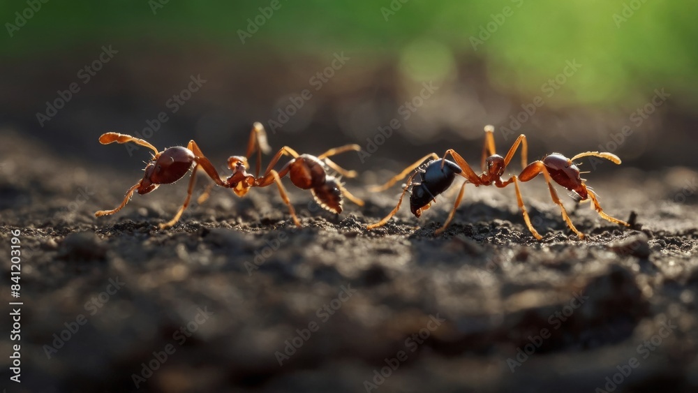 Wall mural Ant Communication in Action: Using Pheromones to Coordinate Movements and Ensure Colony Efficiency