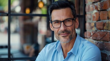 Obraz premium The smiling man in glasses
