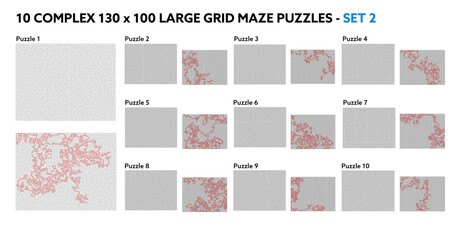 Advanced 130x100 Grid Maze Puzzles – Vector Solutions for Cognitive Development and Fun