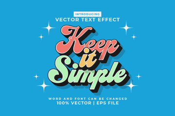 Editable text effect Keep it Simple 3d Cartoon template style premium vector