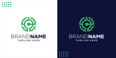 Green Circular Emblem with Overlapping C Design for Brand Identity, Design Inspiration, Illustration, Vector
