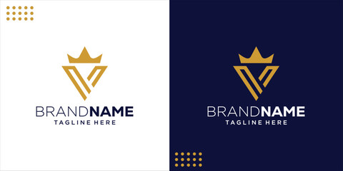 Creative Initial V and Crown Logo, Design Inspiration, Illustration, Vector