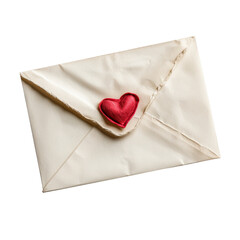 Vintage envelope with a red heart seal, symbolizing love and romantic communication. Perfect for Valentine's Day, weddings, and anniversaries.