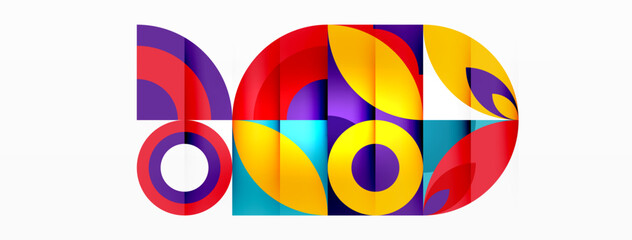 Obraz premium Circles and petals. Geometric beautiful abstract minimal template for Wallpaper, Banner, Background, Card, Book Illustration, landing page