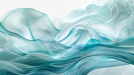 Obraz premium Design an abstract background featuring layered, translucent shapes in shades of blue and green to create a sense of depth and fluidity, reminiscent of underwater scenes.