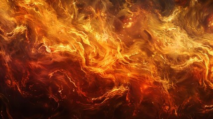 Obraz premium A vivid and dynamic texture of fire flames, with intense swirls and waves of orange and yellow, ideal for backgrounds or creative projects.