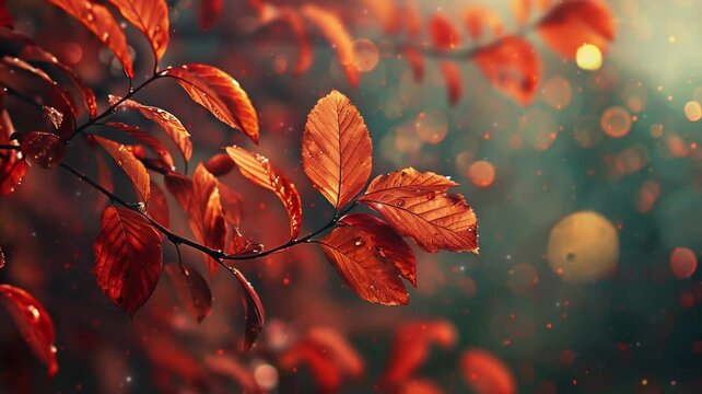 Red autumn leaves background