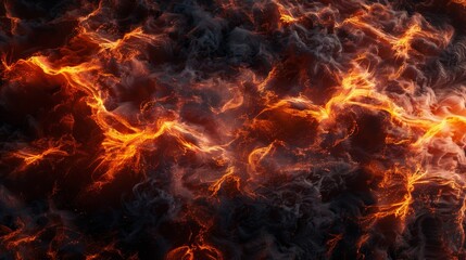 A vivid and dynamic texture of fire flames, with intense swirls and waves of orange and yellow, ideal for backgrounds or creative projects.