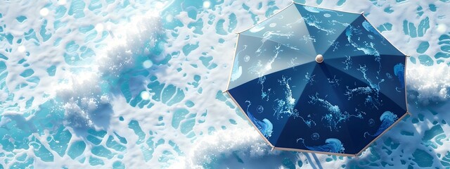 Stunning Beach Umbrella with Mesmerizing Wave Pattern for Serene Coastal Getaways