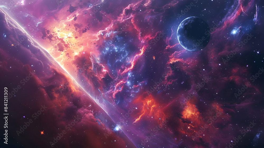 Wall mural nebula in outer space, planets and galaxy