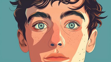 Obraz premium A cartoon of a young man s face