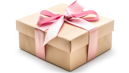 Fototapeta premium Gift box tied with satin ribbon isolated on white background