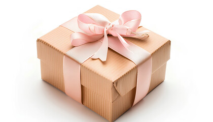 Obraz premium Gift box tied with satin ribbon isolated on white background