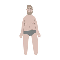 Fototapeta premium Flat European man in underwear. Pale skin person with blond hair in cartoon style for multinational and diversity designs. Vector illustration.