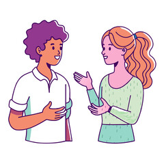 two people talking to each other 