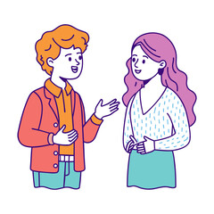 two people talking to each other 