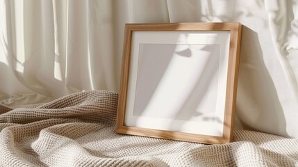 Cedar Frame on Wool Blanket | Photo frame mockup