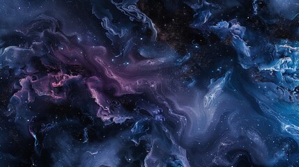 Fototapeta premium Develop an abstract background inspired by the cosmos, featuring swirling patterns of stars and galaxies in deep blues, purples, and blacks to evoke a sense of mystery and wonder.