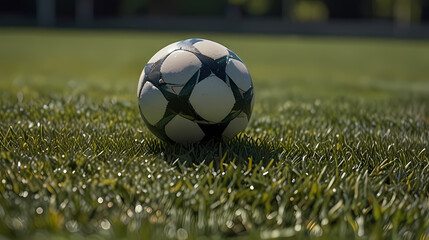 Fototapeta premium Close Up of a Football Ball on the Grass