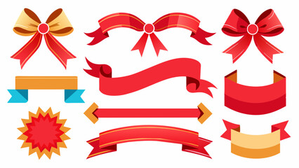 Collection Of Ribbons And Bow , Set Of Ribbons And Bow 