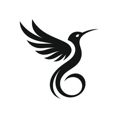 Minimalist Hummingbird Silhouette: Stylish Black Vector Illustration for Design Projects © PaletteGuru
