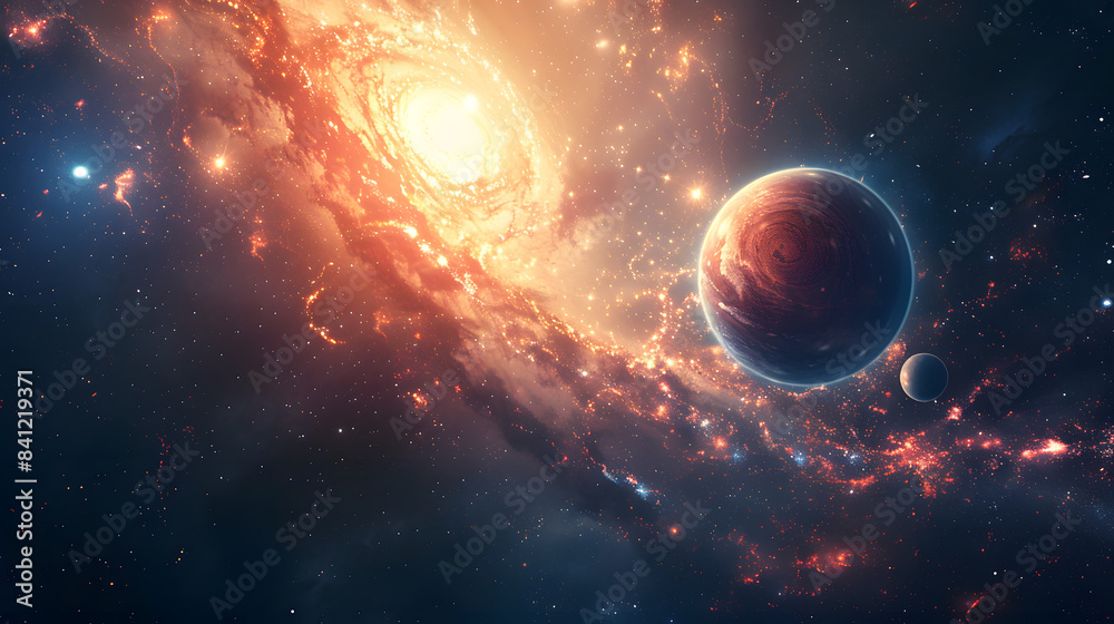 Canvas Prints space wallpaper banner background. stunning view of a cosmic galaxy with planets and space objects