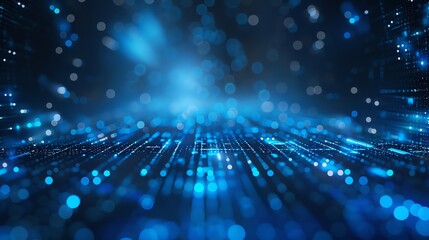 Abstract blue background with glowing lines and particles, representing digital technology or futuristic concepts.