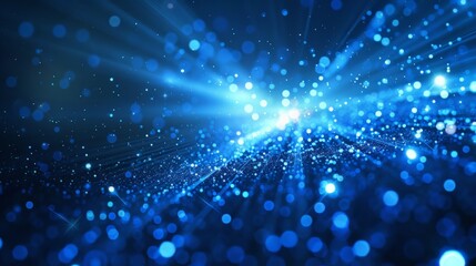 Obraz premium Illustrate a blue background with glowing particle effects, giving a magical and dynamic appearance ideal for entertainment and media.