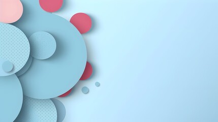 Abstract Minimalist Design with Pastel Circles and Soft Blue Background