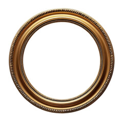 Obraz premium Elegant circular golden picture frame with ornate design. Perfect for art enthusiasts and interior decorators. High-resolution image. isolated on a transparent background.
