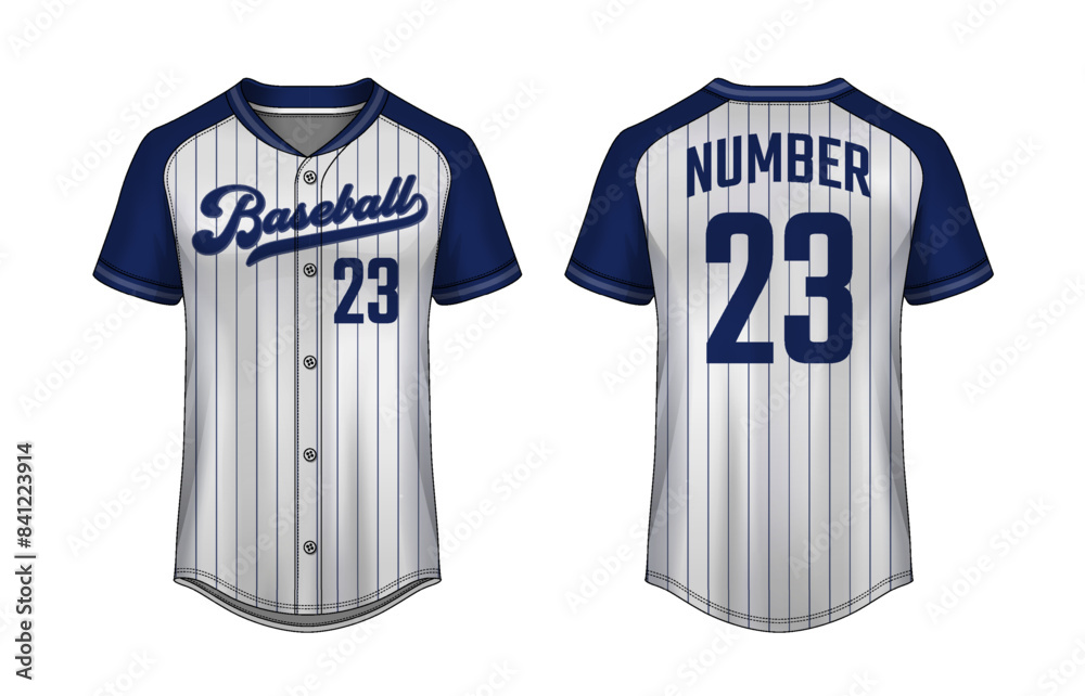 Wall mural Baseball t-shirt design template, Sport jersey mockup. uniform front and back view.	 - Wall murals