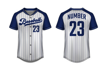 Baseball t-shirt design template, Sport jersey mockup. uniform front and back view.	