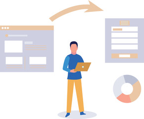 The boy is converting webpage file into user account.