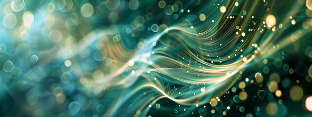 Modern gold light bokeh Trendy smoke wave Design 3D Abstract Futuristic Background.