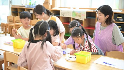 Teachers and students studying with school children and after-school day care services Multiple videos of elementary school students