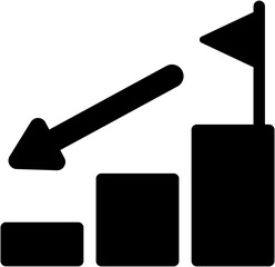 Business down, sales target decreasing, flat icon symbol