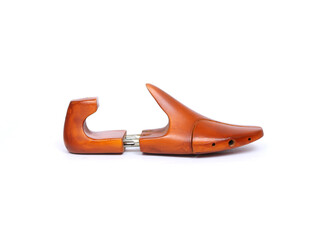 wooden shoe tree for premium for shoes isolated on white background