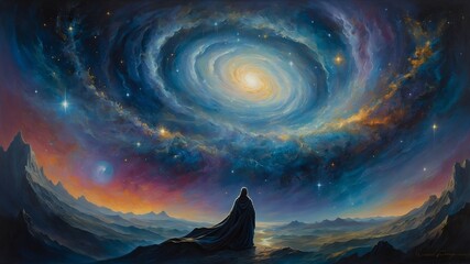 In a swirl of iridescent hues, a digital anime captures the essence of a transient emotion known as Celestial Melancholy