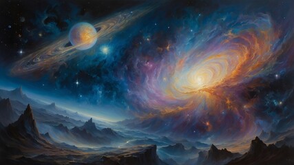In a swirl of iridescent hues, a digital anime captures the essence of a transient emotion known as Celestial Melancholy
