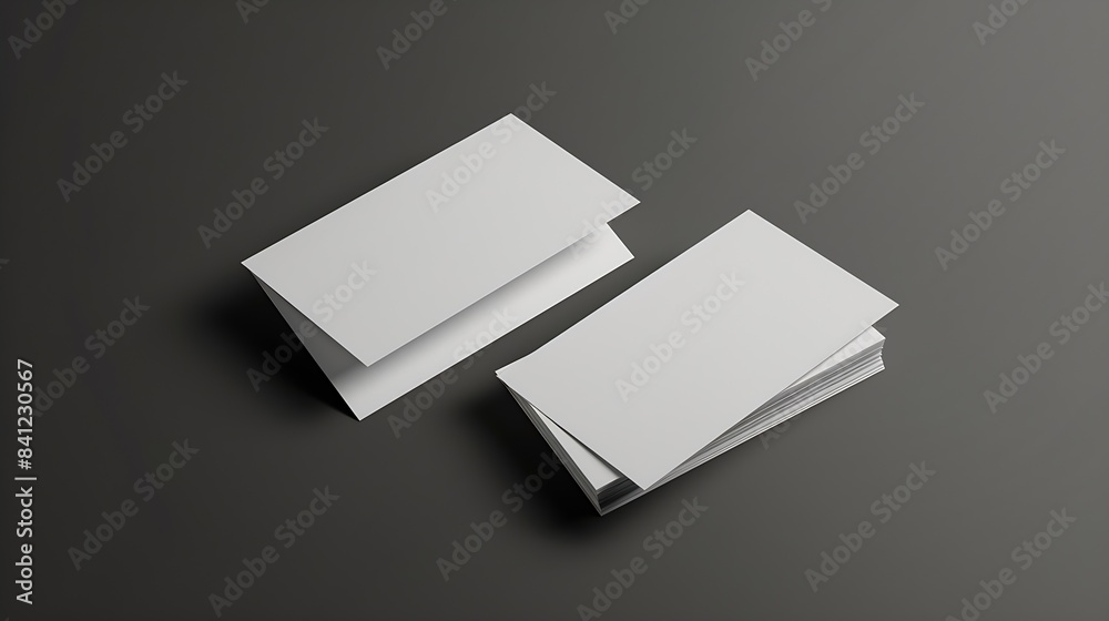 Aufkleber Mockup of two horizontal business cards with soft shadows Blank business cards Template for branding identity Photo mockup with clipping path : Generative AI