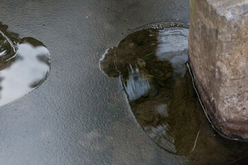 View of the frozen brook in the winter valley