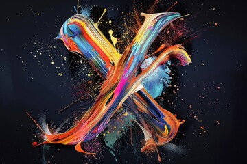 A colorful letter X on a dark, simple background