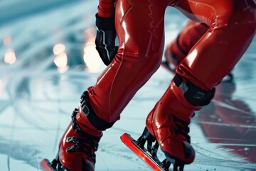 Obraz premium A person skiing on a snowy surface, compact and straightforward description