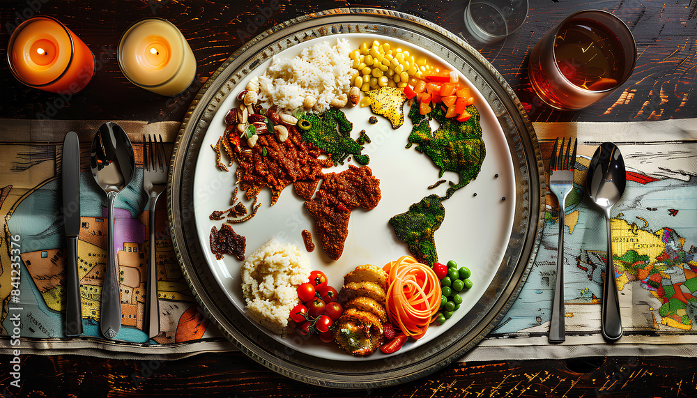 Wall mural plate with all the food in the world - Wall murals