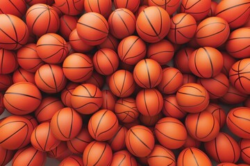 Obraz premium A collection of orange basketballs stacked on top of each other, perfect for sports or fitness-related content