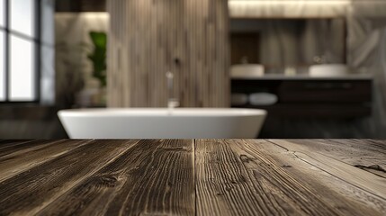 Table Top And Blur Bathroom Of The Background : Generative AI