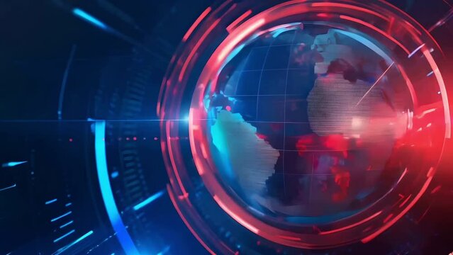 Digital world breaking news studio Background for news report and breaking news on world live report	